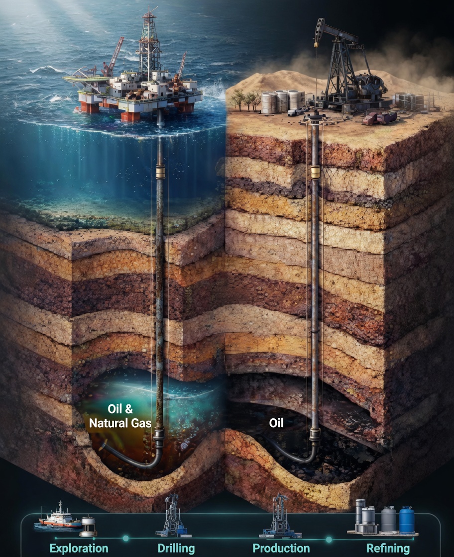 Amazon Petroleum Oil and Gas Production Diagram
