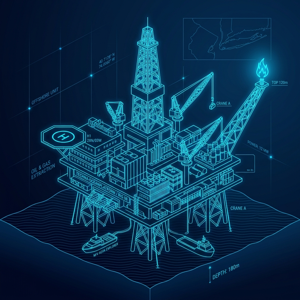 Amazon Petroleum industrial rig graphic